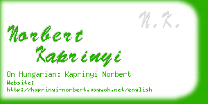 norbert kaprinyi business card